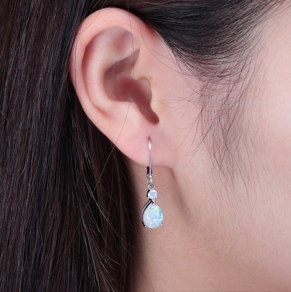 Women's Opal 14k Gold Plated Teardrop Earrings - Picture 2 of 2